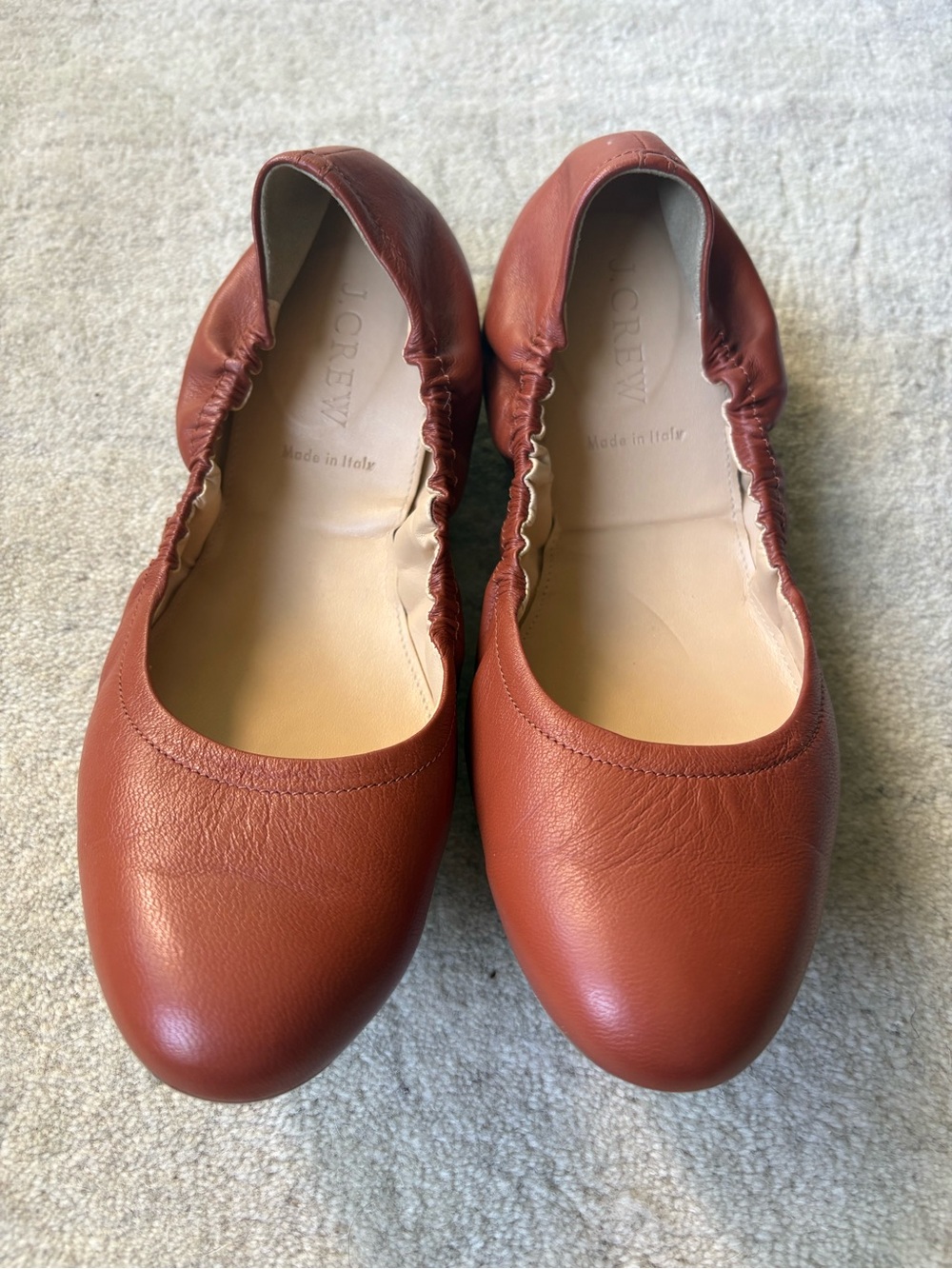 J. Crew Emma Ballet Flats Cognac Leather 8.5